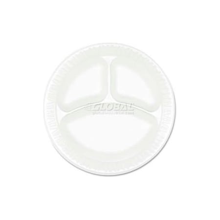 Dart Dart 9CPWCR, 3-Comp Foam Plate, 9" Dia., White, 500/Carton 9CPWCR